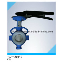 API Cast Steel Wafer PTFE Lining Split Body Butterfly Valve